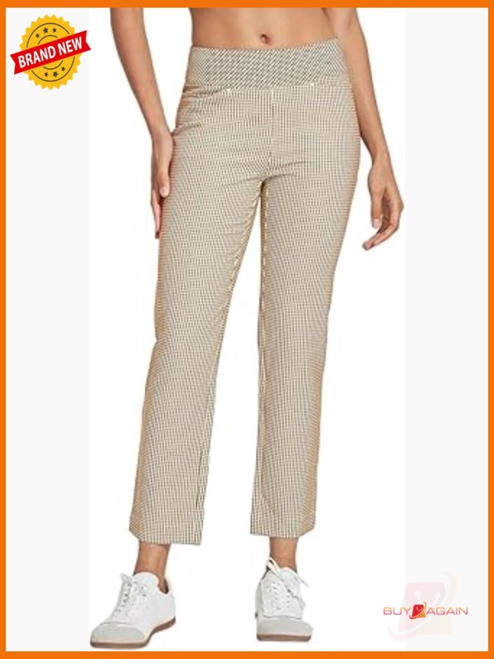 Stretch Golf Plaid Pants with Pockets for Women